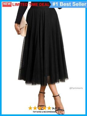 Women's Tulle Skirt High Waist A-Line Layered Flowy Long Tutu